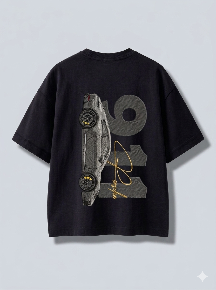 Porsche Carrera 911 GTS Embroidered Oversize T-shirts