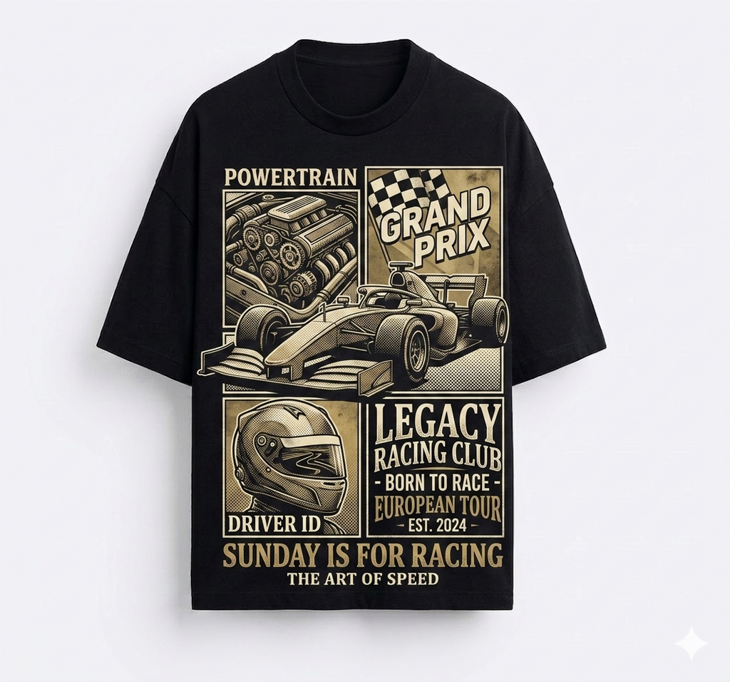Sunday is for Racing Printed Oversize T-shirts