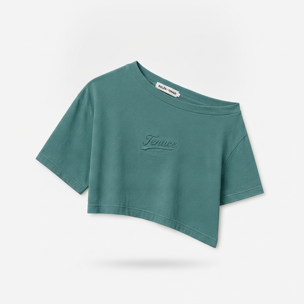 KALLÉN Girls Who Play Asymmetrical Embroidered Crop Tee